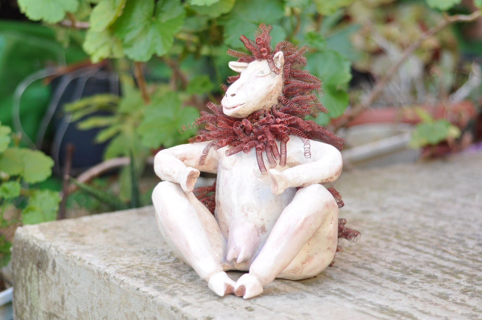 Ceramic lion sculpture