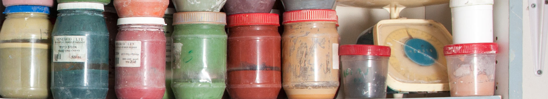 Ceramic glazes in Luba's studio